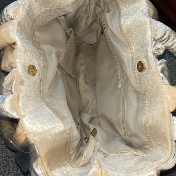 Anthropologie Ivory Puffer Velvet Tote Bag - Picture 7 of 7
